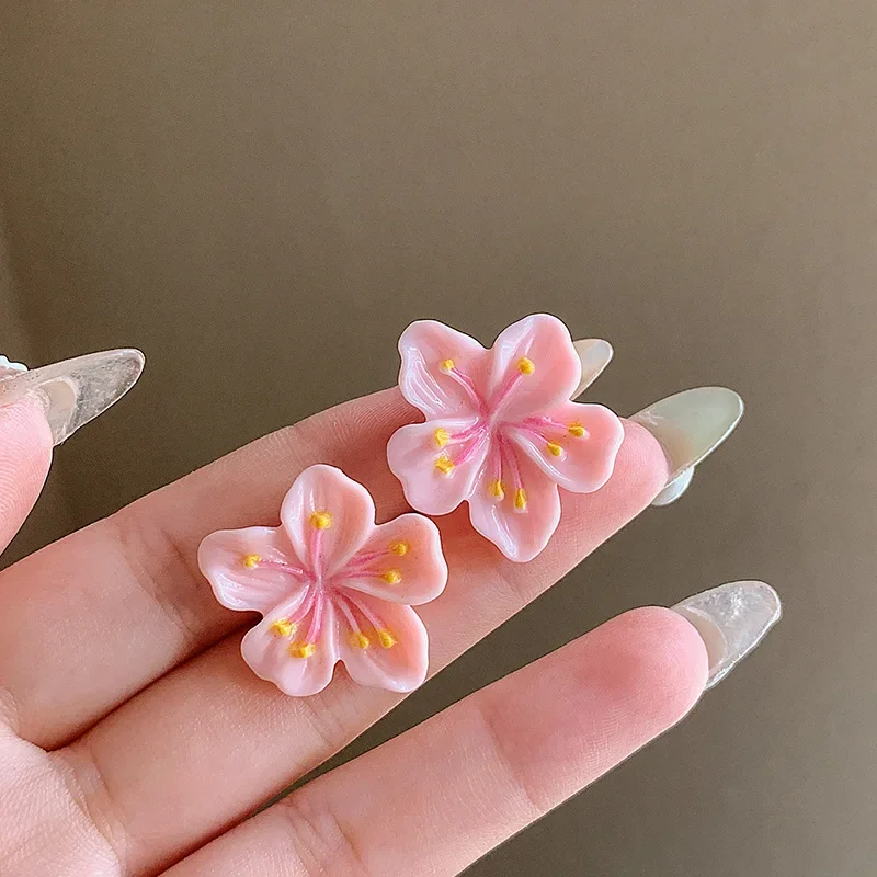 boucle d'oreille en résine de fleur de sakura pour femme, rose, aucune fleur, géométrie, doux, mignon, accessoire de bijoux, cadeau de mariage pour fille boucle d'oreille en résine de fleur de sakura pour femme, rose, aucune fleur, géométrie, doux, mignon, accessoire de bijoux, cadeau de mariage pour fille