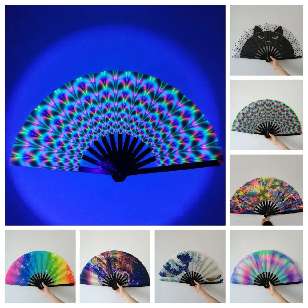 Éventail pliant coloré holographique rave fans bambou ventilateurs à main pour les fêtes dansantes de festival ventilateur portable cadeau de mariage pour les invités Éventail pliant coloré holographique rave fans bambou ventilateurs à main pour les fêtes dansantes de festival ventilateur portable cadeau de mariage pour les invités