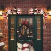 décor d'angle de porte de noël en bois, père noël, bonhomme de neige, renne, panneau de cadre de porte, ornement pendentif de dessin animé pour décor de fête du nouvel an