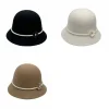 chapeau de pêcheur élégant en perles et fleurs, couleur unie, style français, hepburn, seau chaud en laine, funéraire