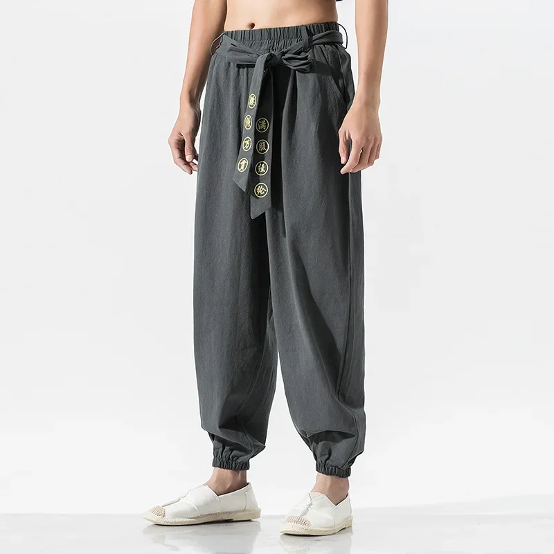 Pantalon Kimono japonais décontracté, ample, Harajuku, vêtements traditionnels asiatiques pour hommes, Costume sarouel brodé de Style Yukata Pantalon Kimono japonais décontracté, ample, Harajuku, vêtements traditionnels asiatiques pour hommes, Costume sarouel brodé de Style Yukata