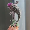 broches en strass de poisson koi rouge pour femmes, unisexe, vintage, 3 couleurs, carpe, poisson, animal, manteau, costume, cadeaux du nouvel an