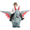 costume de cavalier de dragon gonflable pour halloween, déguisement de dinosaure gonflable avec ailes et cornes, costume de cosplay