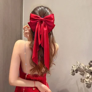 Pince à Cheveux Élégante en Satin Rouge pour Femme, Grand Nministériels d, Ruban, Simple, Solide, Queue de Cheval, Épingle, Fille, Accessoires Pince à Cheveux Élégante en Satin Rouge pour Femme, Grand Nministériels d, Ruban, Simple, Solide, Queue de Cheval, Épingle, Fille, Accessoires