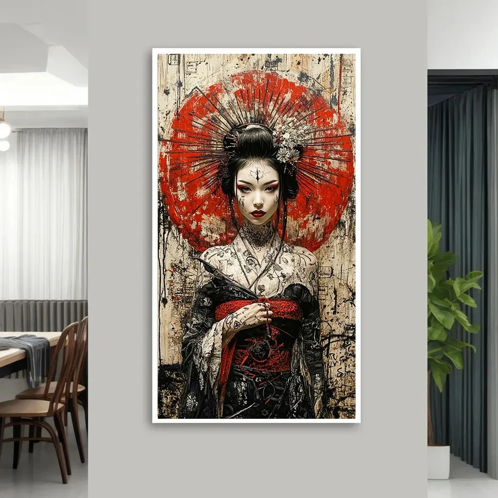 peinture de geisha japonaise abstraite pour femme, toile murale, art vintage, fille, anime, imprimés d'affiches pour chambre à coucher, salon, décoration de maison peinture de geisha japonaise abstraite pour femme, toile murale, art vintage, fille, anime, imprimés d'affiches pour chambre à coucher, salon, décoration de maison