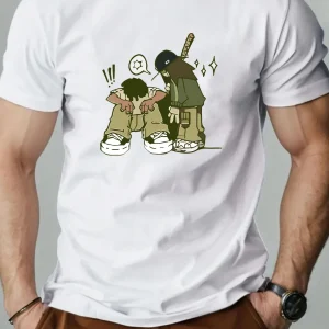 T-shirt en coton pour hommes Style Hip-hop T-Shirts imprimés de dessins animés col rond respirant Streetwear mode T-shirt décontracté de haute qualité ‌