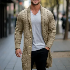 2025Men tricot Cardigan veste manteaux printemps automne coupe ajustée Cardigan manteau mâle Style britannique bouton à manches longues hommes vêtements