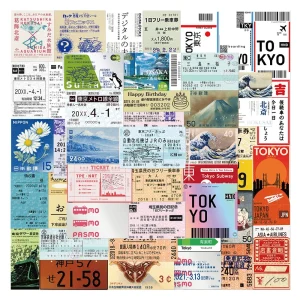 10/30/60 pièces japonais Vintage billets autocollants mignon décoration bricolage valise de voyage téléphone cahier vélo guitare Graffiti décalcomanies jouet