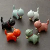 ornement de chaton mignon en céramique créative, micro animal de compagnie de paysage, ornements d'intérieur et de bureau, accessoires de service à thé