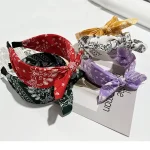 Boho Bow imprimé bandeaux pour femmes à large bord bandeaux Vintage élégant cerceau de cheveux noeud croisé chapeaux filles cheveux accessoires