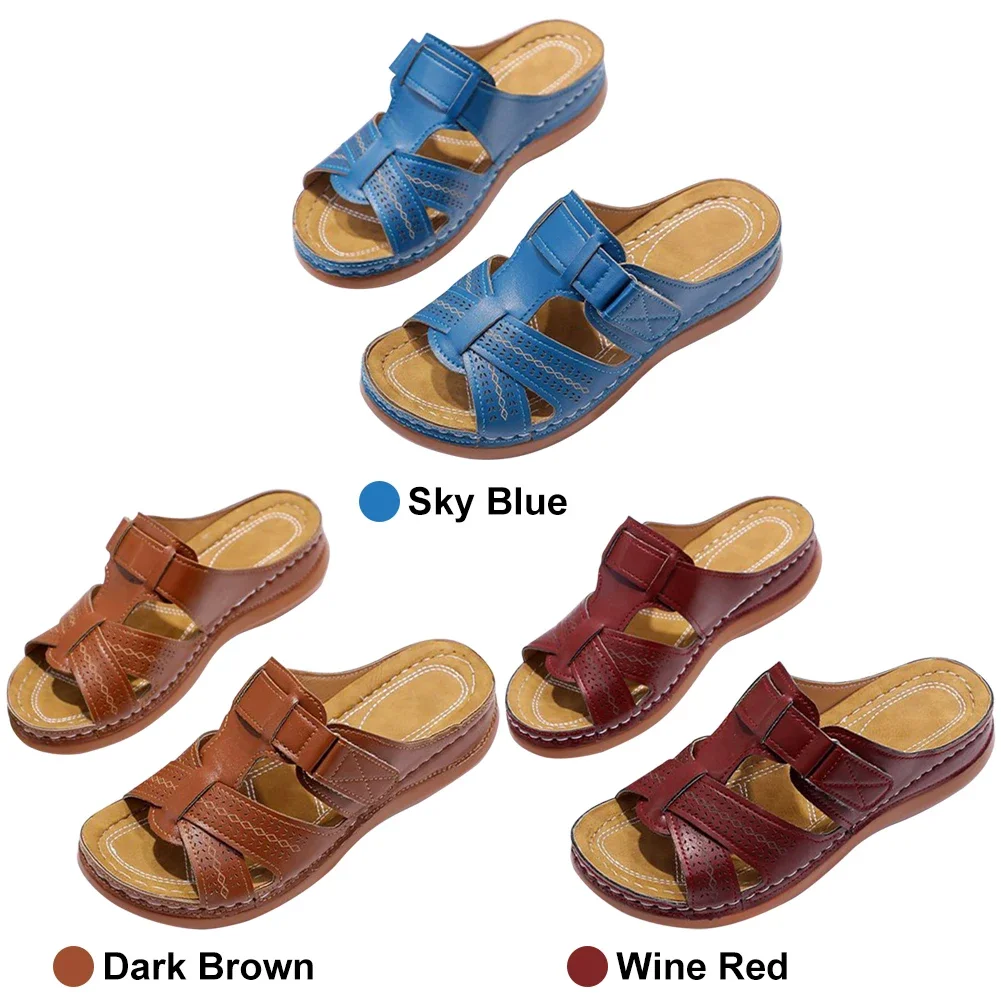 Sandales orthopédiques à bout ouvert pour femmes, sandales compensées Vintage, pantoufles de plage d’été, semelle épaisse antidérapante pour l’intérieur et l’extérieur Sandales orthopédiques à bout ouvert pour femmes, sandales compensées Vintage, pantoufles de plage d’été, semelle épaisse antidérapante pour l’intérieur et l’extérieur