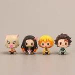4 pièces/ensemble Demon Slayer Kamado Tanjirou Nezuko Figure jouets Q Version Kimetsu No Yaiba Agatsuma Zenitsu Figurine d&rsquo;action modèle poupées