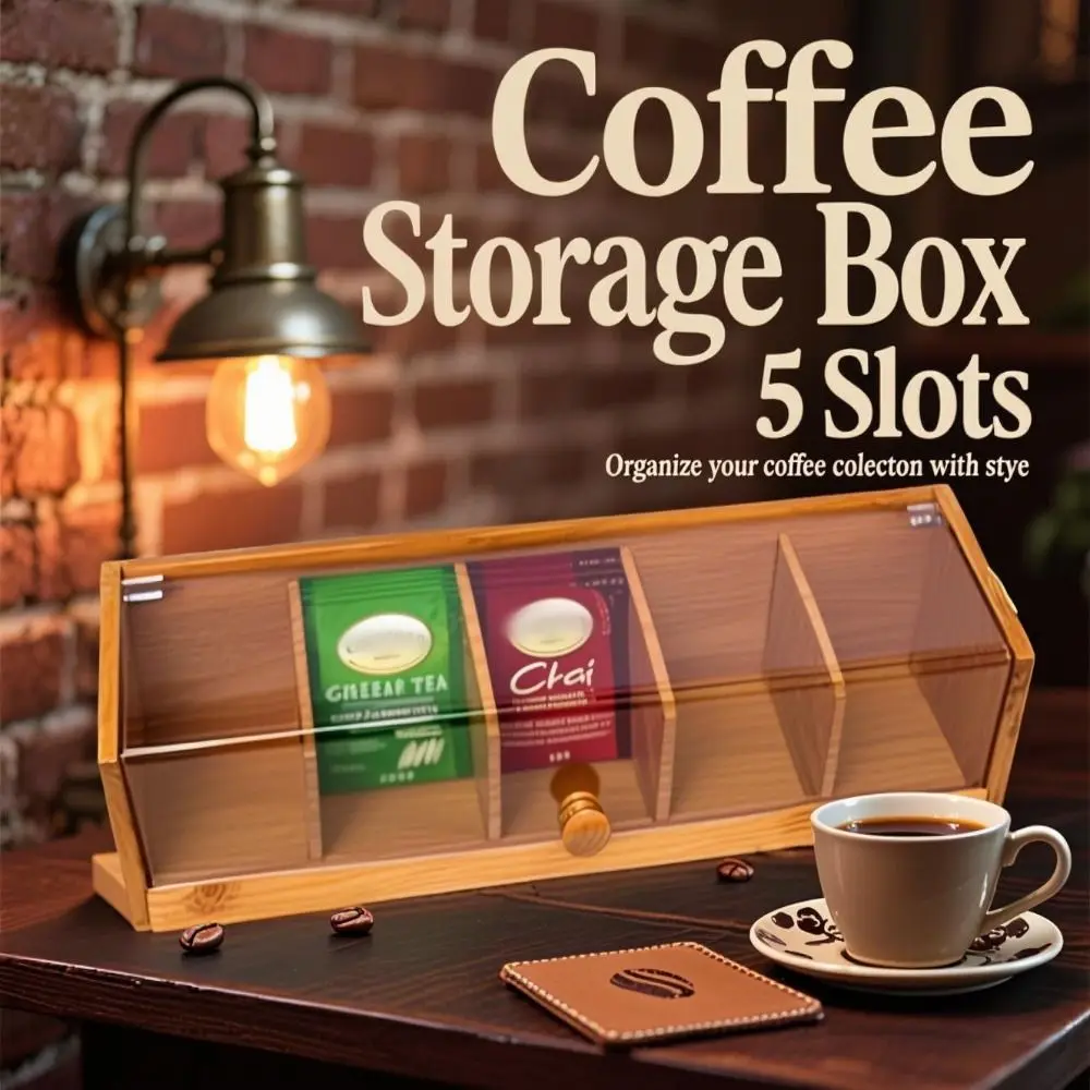 Organisateur de stockage de sachets de thé à 5 fentes, boîte de rangement de capsules de café en bambou faite à la main, organisateur Transparent et Durable d’articles divers de bureau Organisateur de stockage de sachets de thé à 5 fentes, boîte de rangement de capsules de café en bambou faite à la main, organisateur Transparent et Durable d’articles divers de bureau
