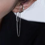 Goth or argent couleur lettre C Earcuff gland chaîne oreille manchette Faux Piercing Faux boucles d&rsquo;oreilles pour femmes mode coréenne Clips bijoux