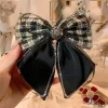 pinces à cheveux avec nœud en tissu vintage, barrette en strass, pince de printemps, mode queue de cheval, épingles à cheveux pour femmes, accessoires pour cheveux