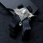 Collier formel rétro en strass pour hommes, fleur en cristal, élégant, nœud papillon, Style britannique, Vintage, accessoire de costume pour hommes Collier formel rétro en strass pour hommes, fleur en cristal, élégant, nœud papillon, Style britannique, Vintage, accessoire de costume pour hommes