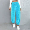 pantalon de survêtement chaud en fourrure pour femme, blanc, monochrome, document fjadt, taille haute, décontracté, épais, nouvelle mode, hiver, 2019