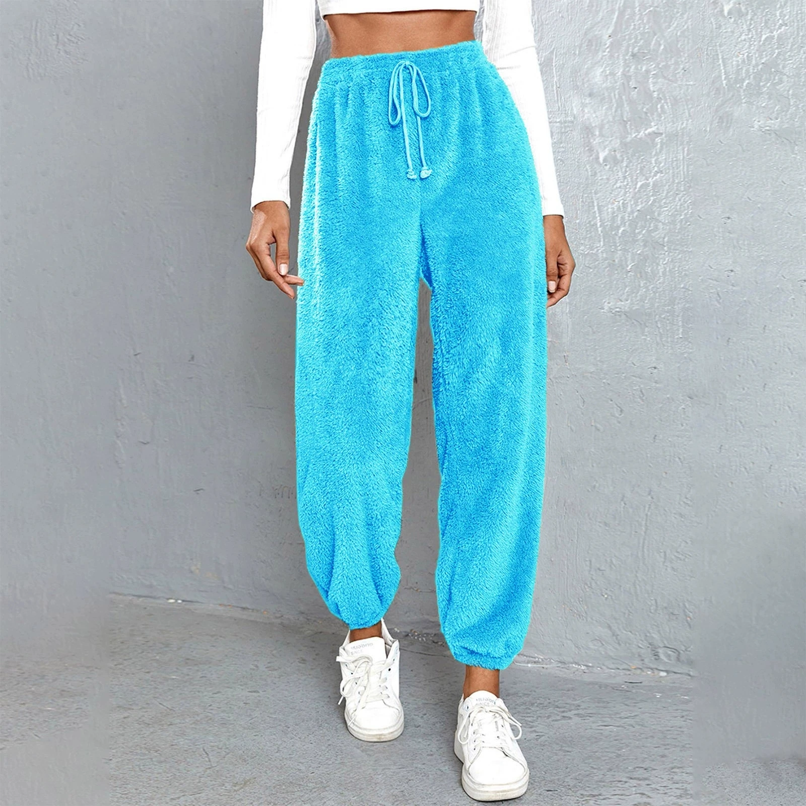 pantalon de survêtement chaud en fourrure pour femme, blanc, monochrome, document fjadt, taille haute, décontracté, épais, nouvelle mode, hiver, 2019 pantalon de survêtement chaud en fourrure pour femme, blanc, monochrome, document fjadt, taille haute, décontracté, épais, nouvelle mode, hiver, 2019