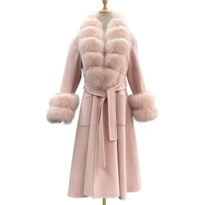 ZDFURS-Manteau en Cachemire Réversible Mi-Long pour Femme, Grande Jupe en Laine, Col en Fourrure de Renard, Hiver ZDFURS-Manteau en Cachemire Réversible Mi-Long pour Femme, Grande Jupe en Laine, Col en Fourrure de Renard, Hiver