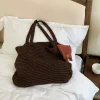 sac à main tricoté rétro pour femmes, nouvelle édition coréenne, sac tricoté de couleur unie, sac de voyage de grande capacité, automne hiver