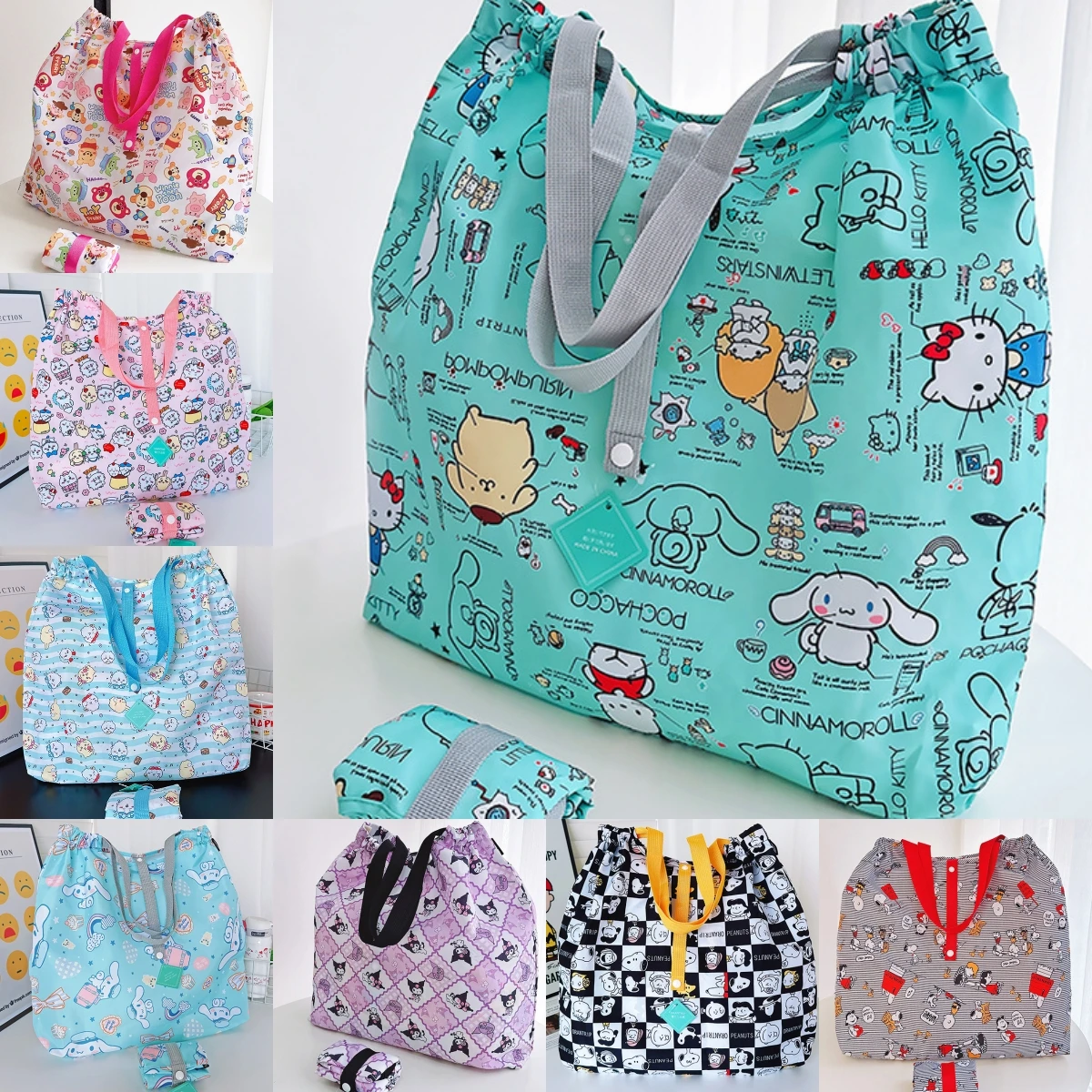 Sac de courses japonais pliable et écologique, grand sac à bandoulière simple pour femmes, mignon, léger, grande capacité Sac de courses japonais pliable et écologique, grand sac à bandoulière simple pour femmes, mignon, léger, grande capacité
