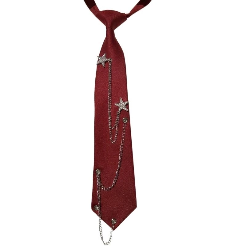 japonais punk tie étudiant uniforme vintage étoile chaîne pré attachée pour femmes japonais punk tie étudiant uniforme vintage étoile chaîne pré attachée pour femmes