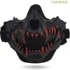 Masque Tusk, Protection du visage crâne Fang Oni masque de samouraï en maille tactique demi-visage pour la chasse Airsoft CS Halloween Cosplay