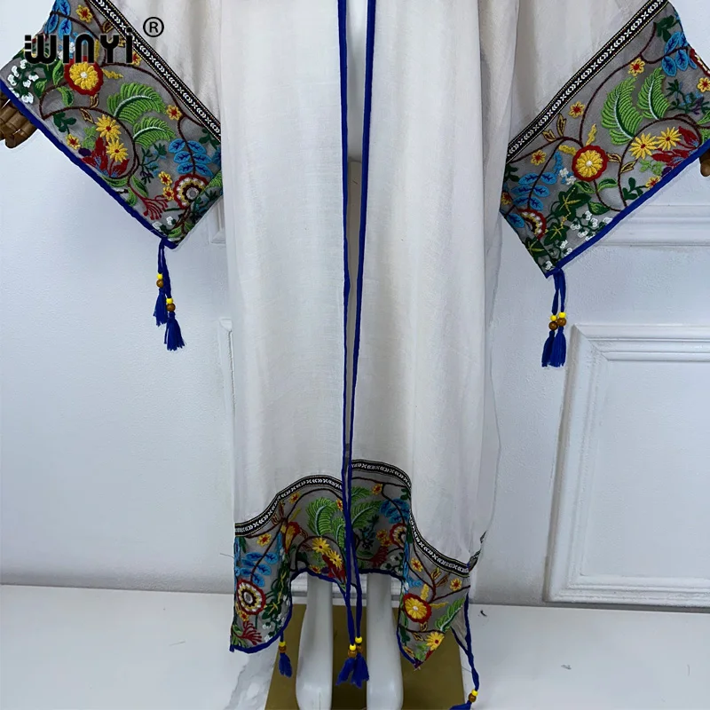 winyi kimono long brodé pour femmes, vêtements de plage, abaya musulmane, dubaï, caftan de luxe, moyen orient, été winyi kimono long brodé pour femmes, vêtements de plage, abaya musulmane, dubaï, caftan de luxe, moyen orient, été