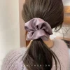 femme coréenne grand élégant soie élastiques bandeau de cheveux filles couleur unie chouchous cheveux cravates dames queue de cheval tenir cheveux accessoires