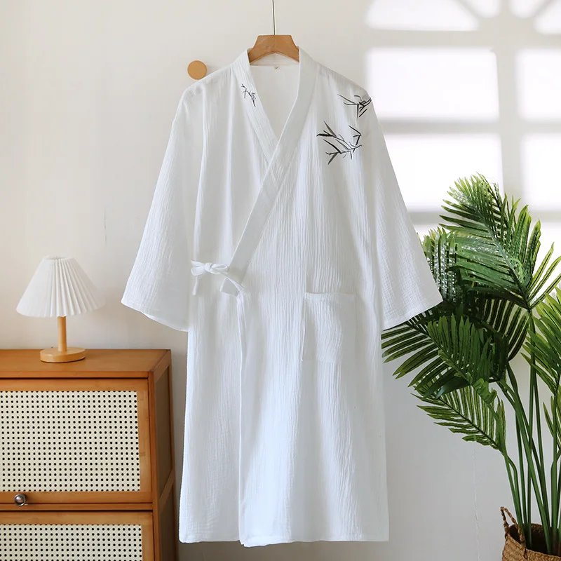 robe kimono japonaise pour hommes, en gaze de coton, jacquard, vêtements de maison amples, respirant, ample, vêtements de nuit pour hommes, printemps automne robe kimono japonaise pour hommes, en gaze de coton, jacquard, vêtements de maison amples, respirant, ample, vêtements de nuit pour hommes, printemps automne