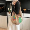 sac à bandoulière tissé pour femmes coréennes, sac sous les bras de grande capacité, sac de plage de banlieue, nouvelle mode 2025, sac en filet à main pour femmes