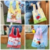 sac fourre tout pliable kawaii, sac de courses réutilisable et étanche, sac de rangement de supermarché, sac à main en nylon de grande capacité pour femmes