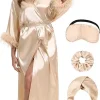 robe de mariée pour le jour de mariage, avec plumes, longue, kimono en satin, pour enterrement de vie de jeune fille, tenues prêtes