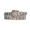 ceinture en peau de serpent avec broche sculptée européenne et américaine pour femme, motif à la mode et polyvalent, haut de gamme
