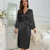 peignoir kimono en satin à manches sulfpour femme, chemise de nuit, vêtements de maison, printemps et Été