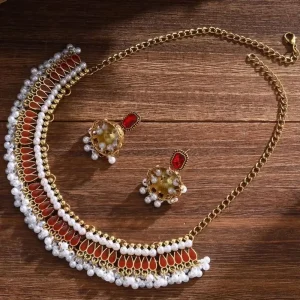 Ensemble de bijoux antiques à la mode, collier et boucles d&rsquo;oreilles en alliage de Style ethnique, goutte d&rsquo;huile, chaîne de clavicule de luxe haut de gamme, cadeaux