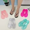 eofk tongs de plage pour femmes, pantoufles d'extérieur anti alde, sandales plates transparentes, nouvelle collection été