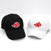 casquette en coton avec logo japonais akatsuki, chapeau de papa, logo de la famille uchiha brodé, casquette de baseball à rabat