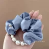 cravate de cheveux en perles de style coréen, bandeau élégant pour femmes, accessoires pour cheveux queue de cheval basse