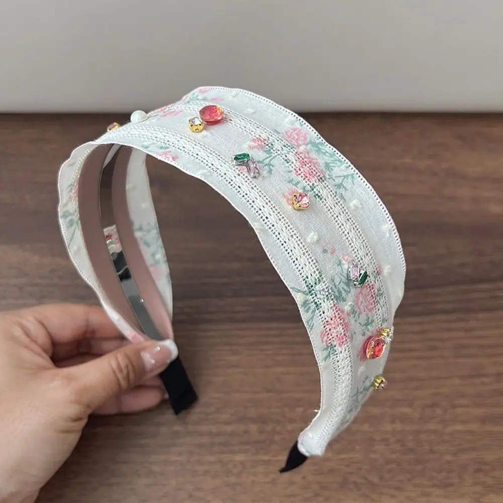 bandeau en dentelle brodé de style coréen créatif, fleur florale, strass, ruban, accessoires pour cheveux, cerceau pour femmes bandeau en dentelle brodé de style coréen créatif, fleur florale, strass, ruban, accessoires pour cheveux, cerceau pour femmes