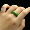 bague en jade hetian vert naturel, amulette en jadéite chinoise, bijoux de charme à la mode, artisanat sculpté à la main, cadeaux pour femmes et hommes
