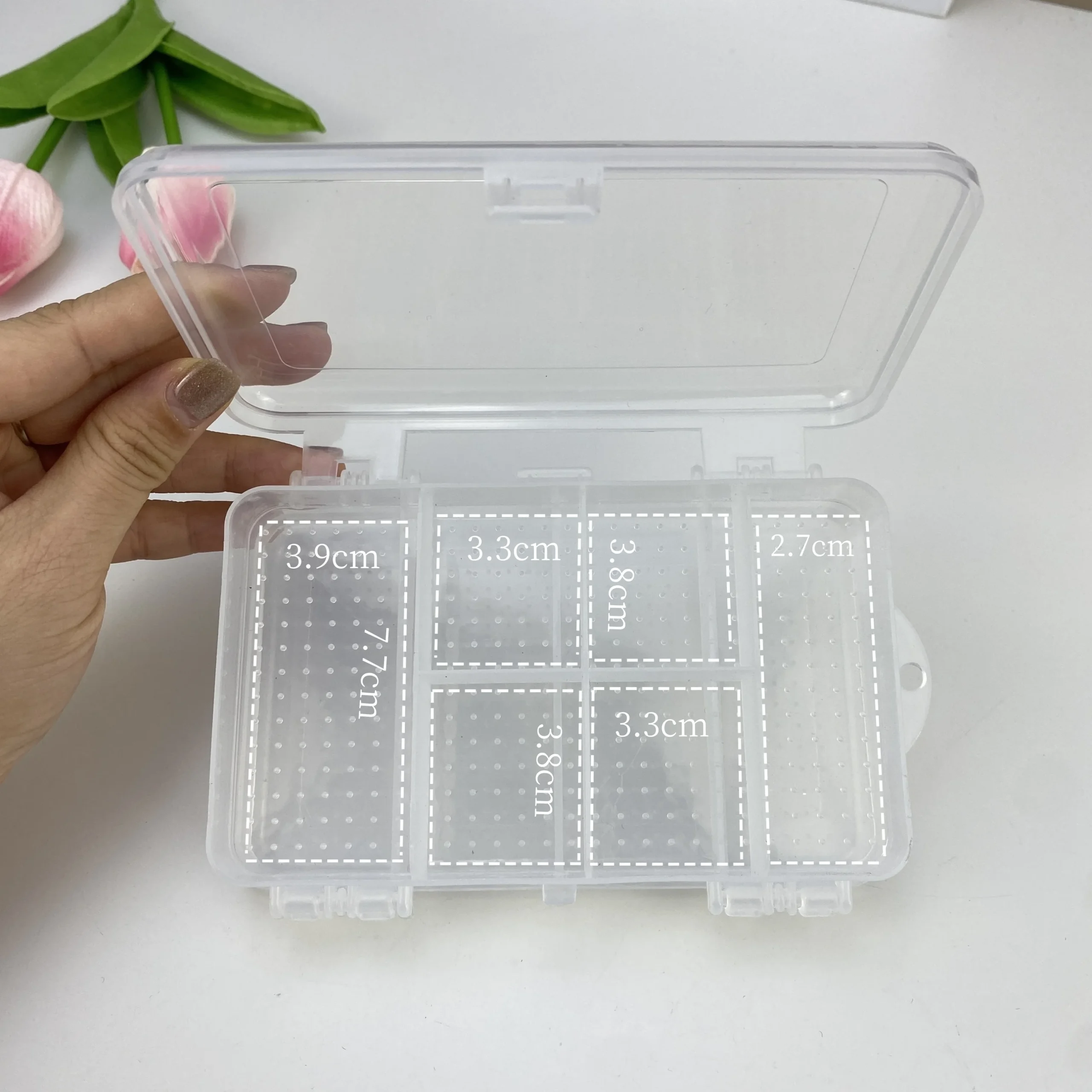 boîte de rangement de bijoux à double couche de style japonais, bijoux carrés en plastique, coton tige divisé, mini pochette bouffante boîte de rangement de bijoux à double couche de style japonais, bijoux carrés en plastique, coton tige divisé, mini pochette bouffante