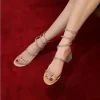 sandales romaines à lanières en biscuits pour femmes, chaussures à haute optique, talons carrés, simplicité, sexy, dames, nouveau, été, 2023