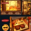 kit de modèle miniature en bois, bricolage, maison japonaise, maisons de poupée assemblées avec meubles, décoration de maison, cadeaux d'anniversaire pour amis