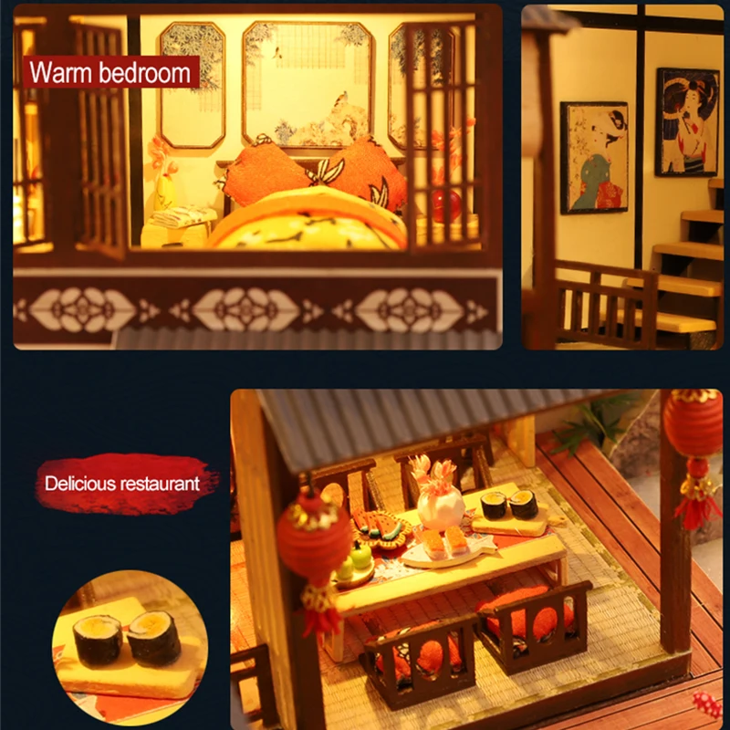 kit de modèle miniature en bois, bricolage, maison japonaise, maisons de poupée assemblées avec meubles, décoration de maison, cadeaux d'anniversaire pour amis kit de modèle miniature en bois, bricolage, maison japonaise, maisons de poupée assemblées avec meubles, décoration de maison, cadeaux d'anniversaire pour amis