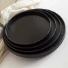 plateau de service rond multifonctionnel, plateau à thé noir en bois, assiette alimentaire japonaise, café
