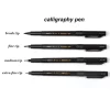 kit 4 pièces stylo de calligraphie doux main lettrage fineliner pinceau stylo encre noire