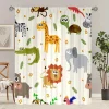 rideau imprimé animal mignon 2 pièces, rideaux de fenêtre assombrissants pour salle de conception de dessin animé, rideau de poche pour tige