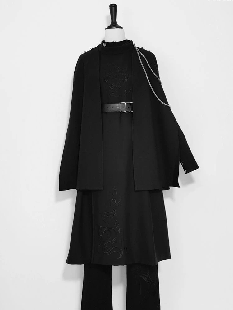 harajuku – vestes noires gothiques vintage pour femmes, manteaux y2k, esthétique, ample, fermeture éclair, streetwear grunge, sans manches, haut fendu harajuku – vestes noires gothiques vintage pour femmes, manteaux y2k, esthétique, ample, fermeture éclair, streetwear grunge, sans manches, haut fendu
