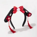 Bandeau Hanfu à fleurs traditionnelles, nœud en perles, couvre-chef de Style chinois, couronne à pampilles, cerceau pour cheveux de Style ancien pour enfants Bandeau Hanfu à fleurs traditionnelles, nœud en perles, couvre-chef de Style chinois, couronne à pampilles, cerceau pour cheveux de Style ancien pour enfants